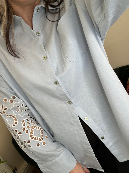 ANYA Oversized Shirt With Cut-out Sleeve Detail