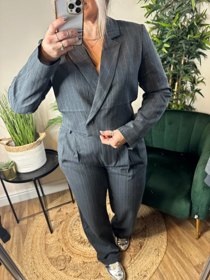 MOVES Ryda Cropped Pin-Stripe Blazer