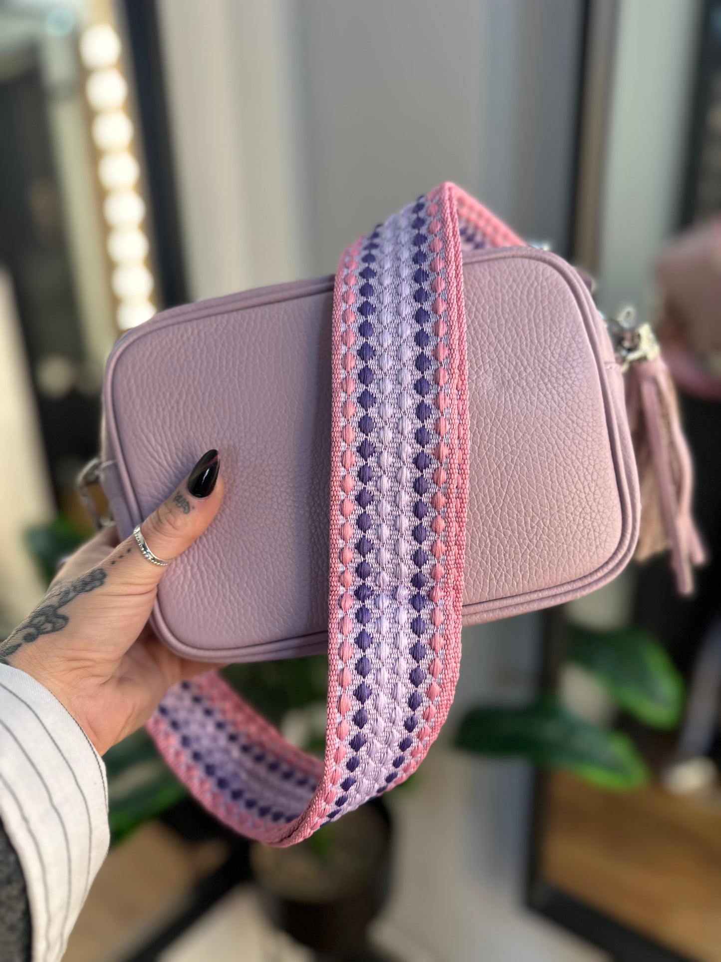 Cassie Leather Camera Bag Lilac