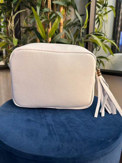Cassie Leather Camera Bag White