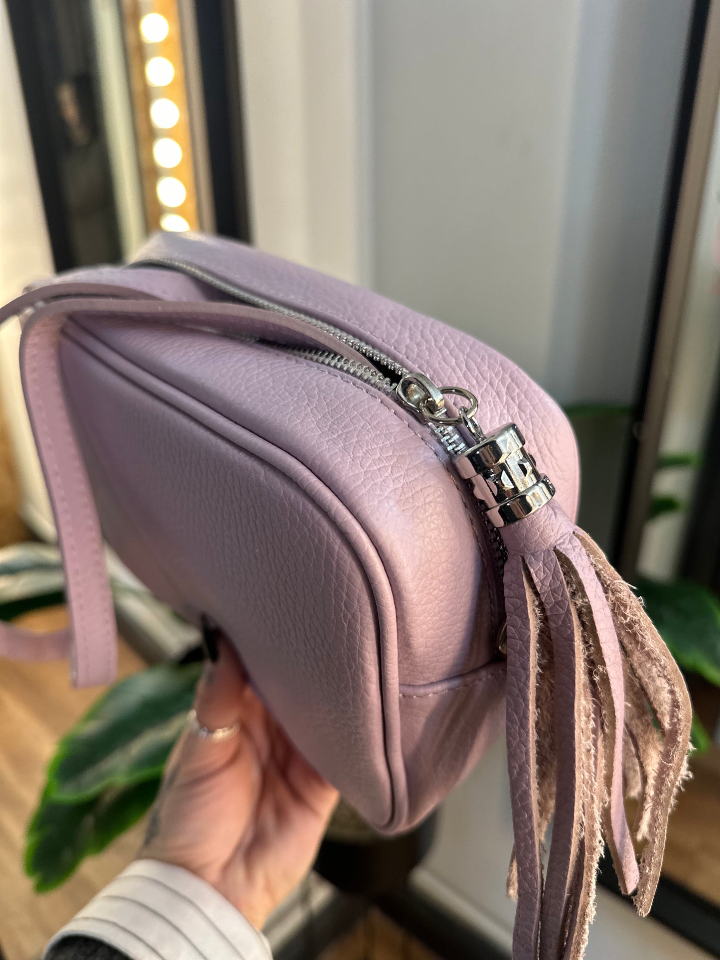 Cassie Leather Camera Bag Lilac