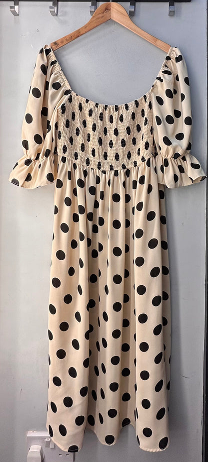 PRELOVED Vera and Lucy Polka Dot Midi Dress Size M