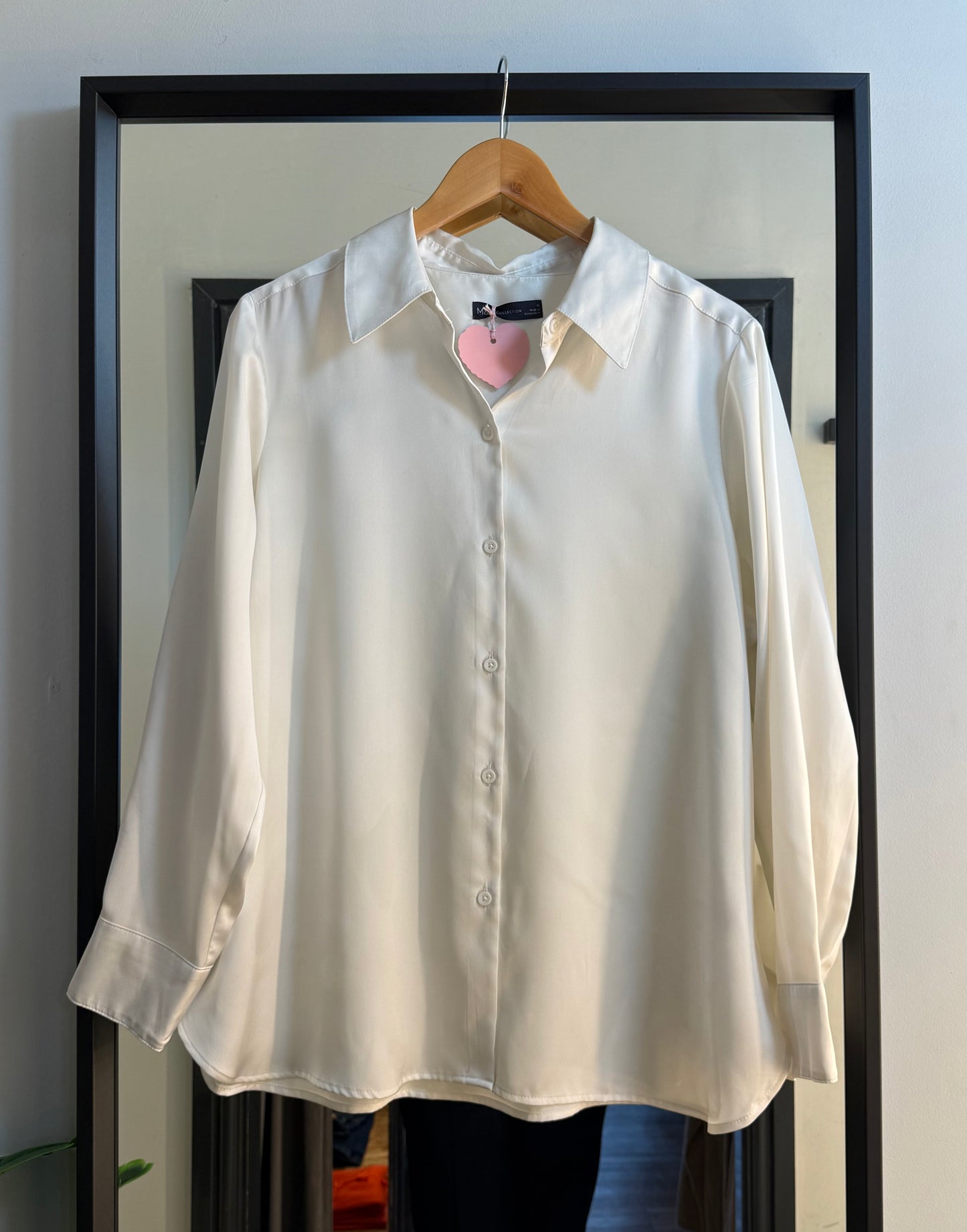 PRELOVED M&S Satin Shirt Cream Size 18