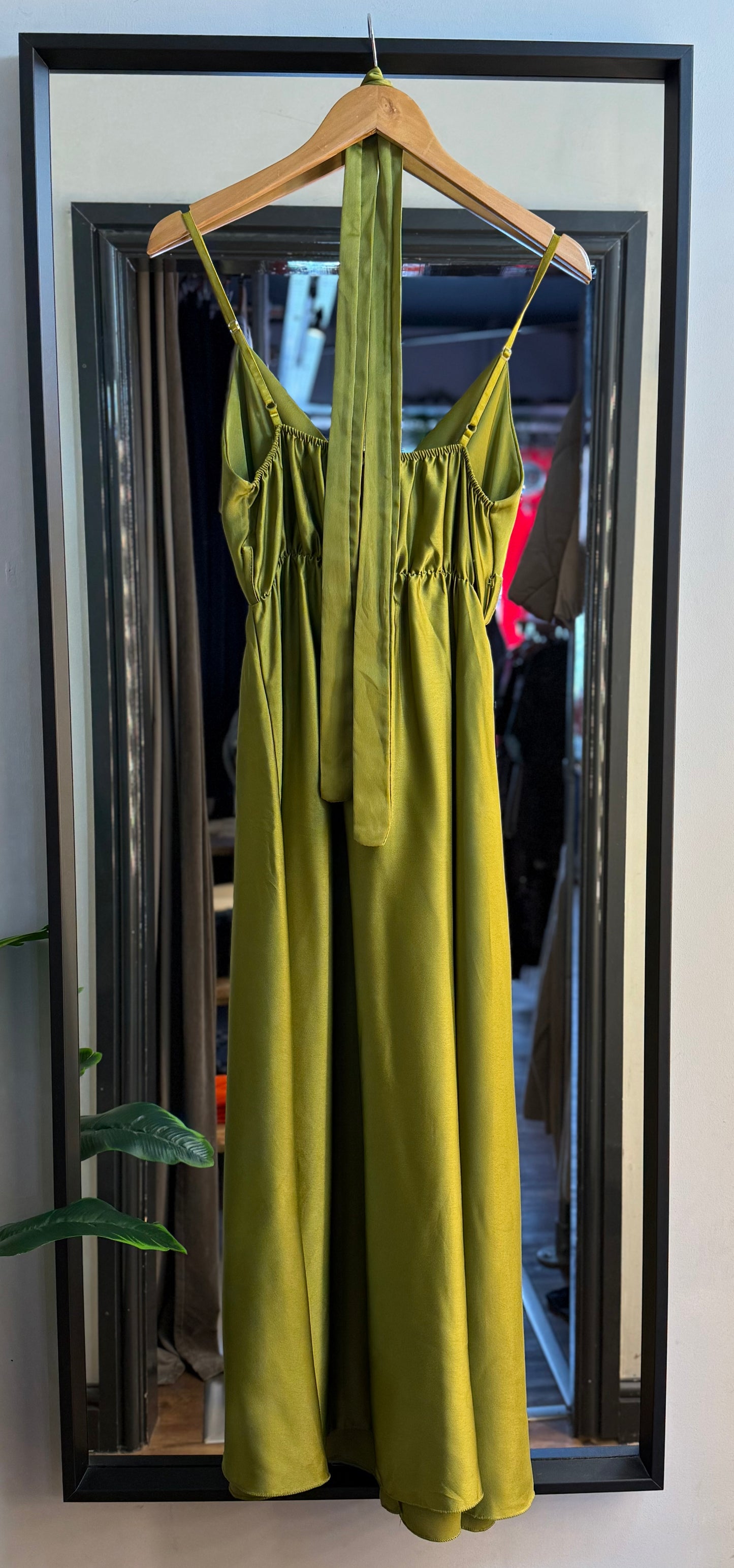 PRELOVED Boohoo Satin Dress Green Size 16