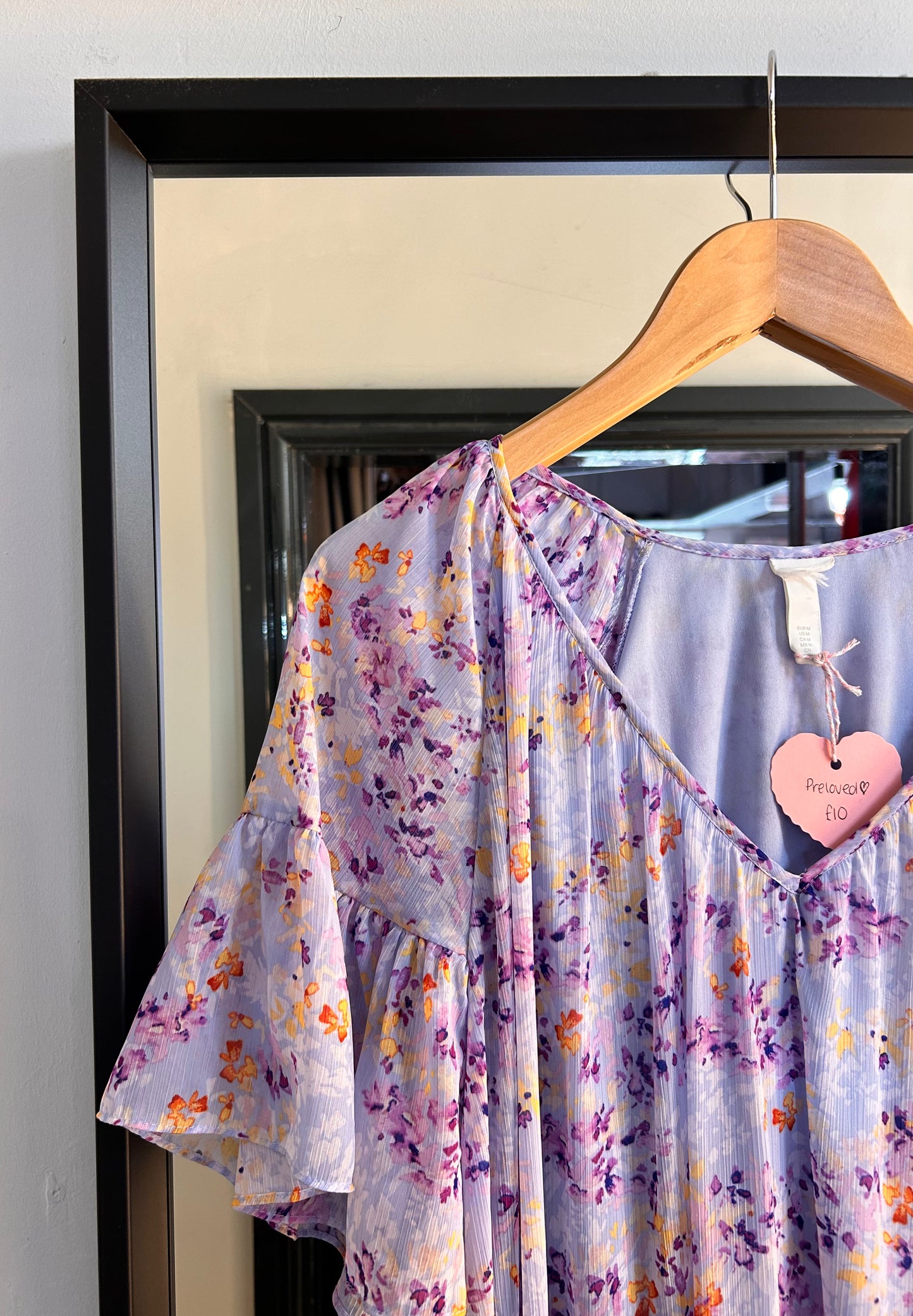 PRELOVED H&M Purple Floral Smock Dress Size M