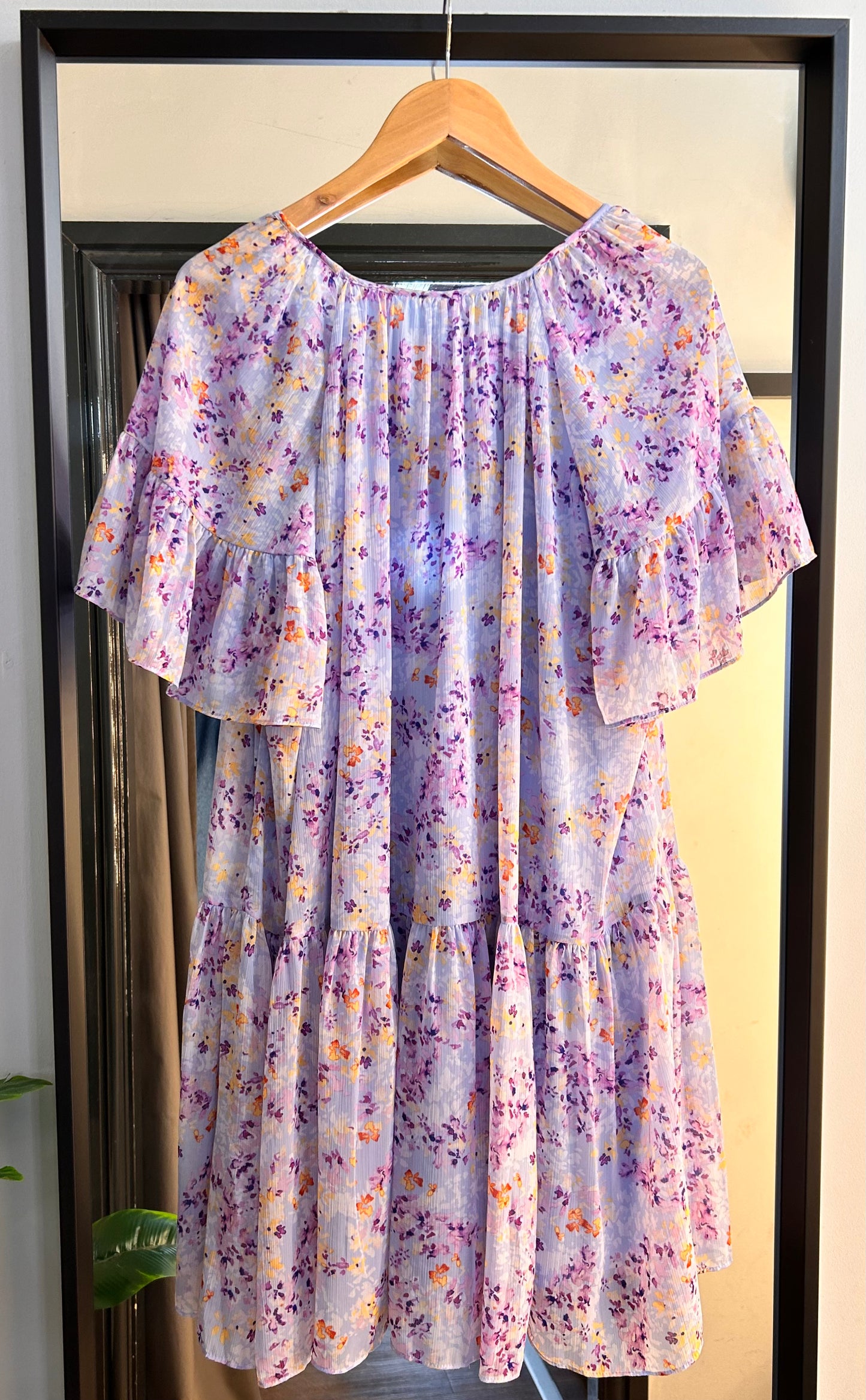 PRELOVED H&M Purple Floral Smock Dress Size M