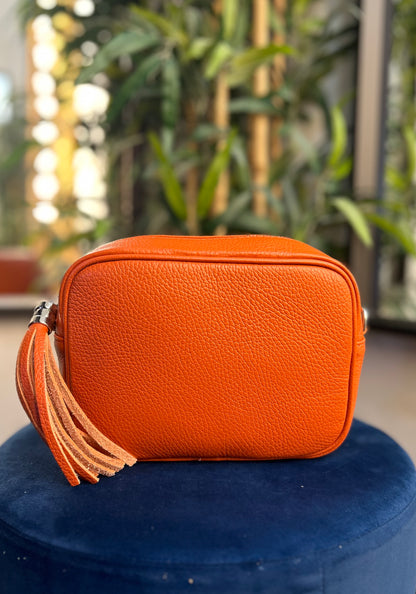 Cassie Leather Camera Bag Orange