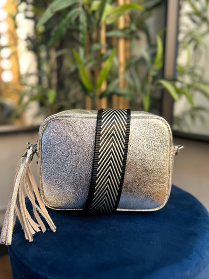 Cassie Leather Camera Bag Metallic Gold