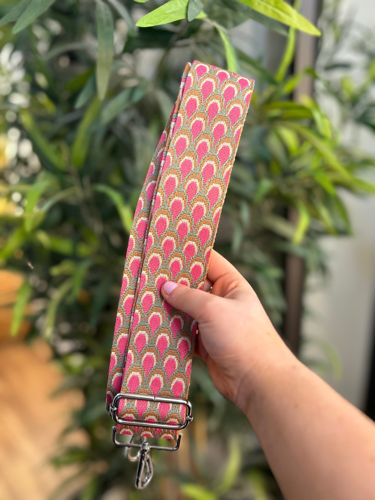 Woven Bag Strap Pink Peacock