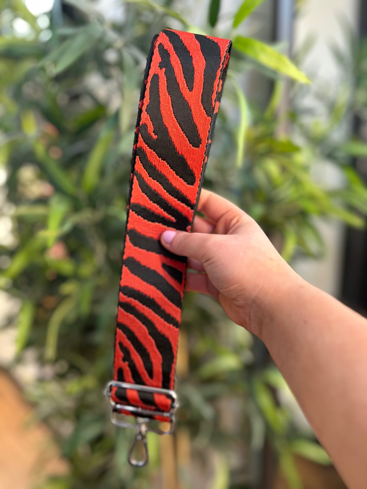 Woven Bag Strap Red/Black Zebra