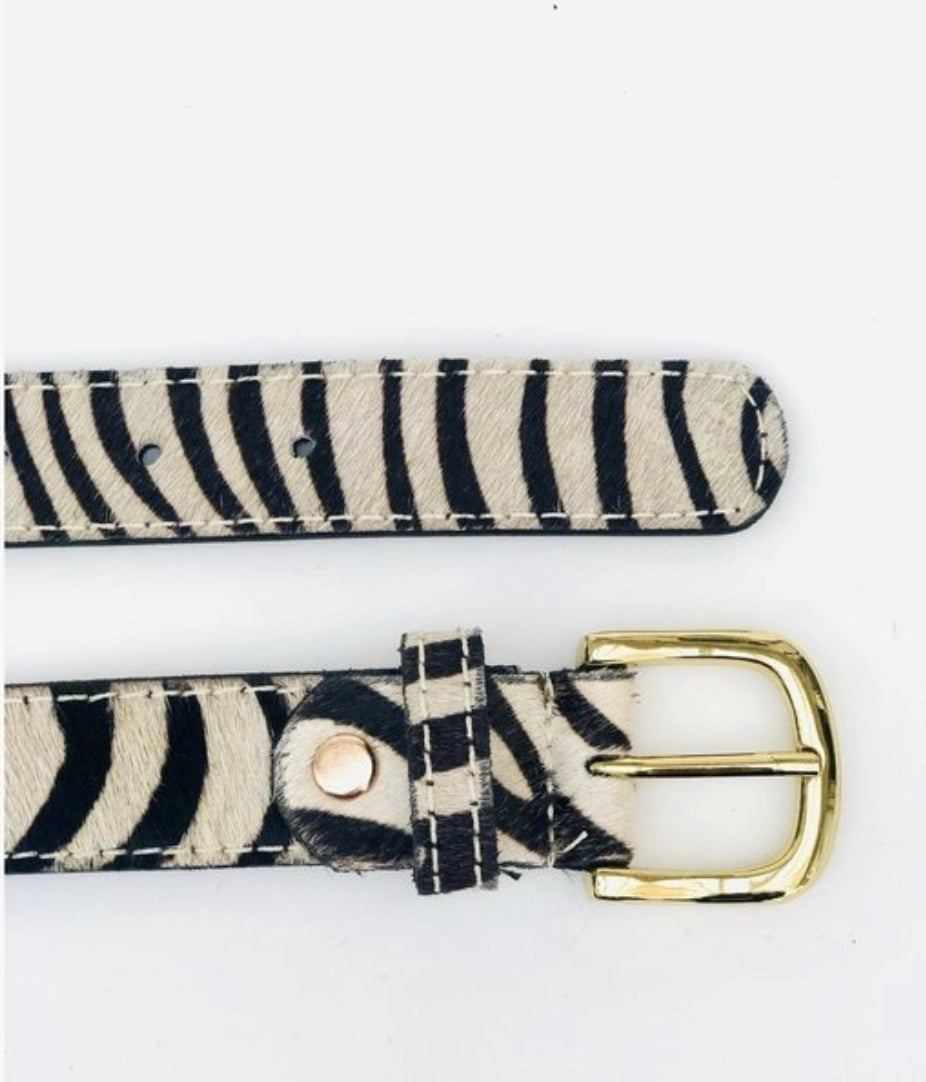 Hair on Hide Belt - Zebra
